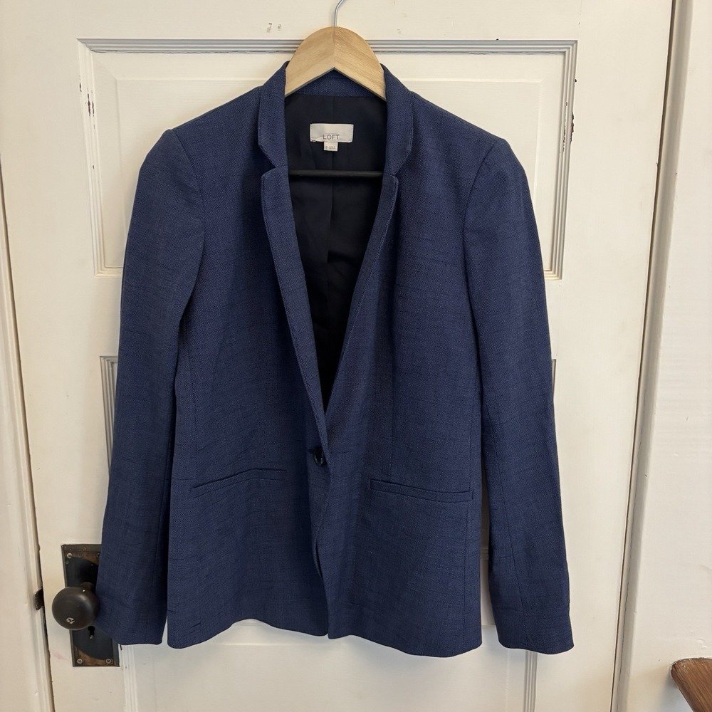 LOFT Women's‎ Blue Suit Jacket Blazer One Button Stretch Pockets Size 0 $128